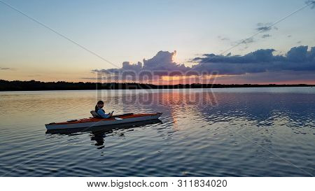 Everglades National Park, Florida February 26, 2018 Woman Kayaking On Coot Bay In Eveglades National