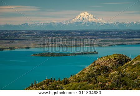 Mt. Redoubt Viewpoint From Skilak Lake In Kenai Peninsula, Alaska