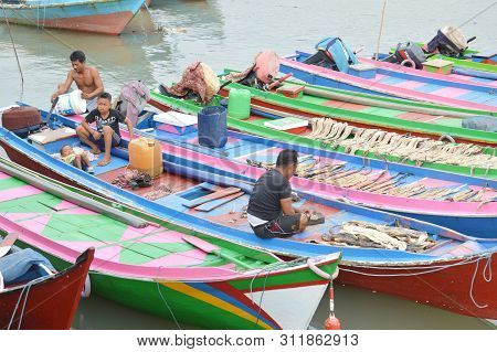 Wooden Fishing Boat At Tarakan Indonesia