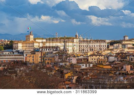 Rome, Italy - February 3, 2019: View Of Quirinal Hill With The Official Residence Of The President O