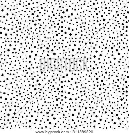 Creative Seamless Pattern With Hand Drawn Textures. Abstract Background. Polka Dot Pattern. Black An