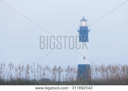 Lighthouse At Foggy Morning, Tybee Island, Usa