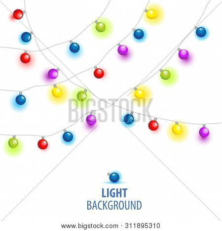 Illustration Of Christmas, New Year Lights Isolated On Background.