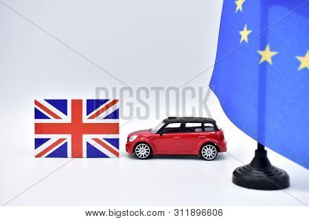 The Brexit And The Flags Of The United Kingdom And The European Union.