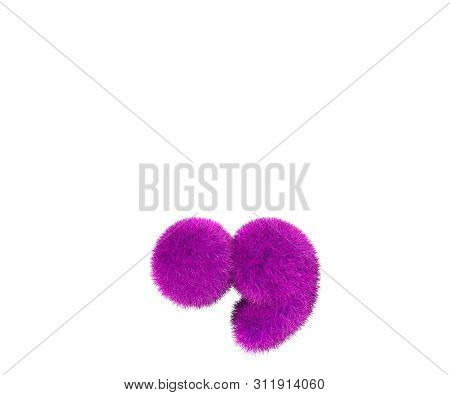 Purple Furry Alphabet Isolated On White - Period (full Stop) And Comma, Fashion Concept 3d Illustrat