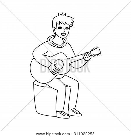 Isolated Object Of Man And Guitar Icon. Collection Of Man And Music Stock Vector Illustration.