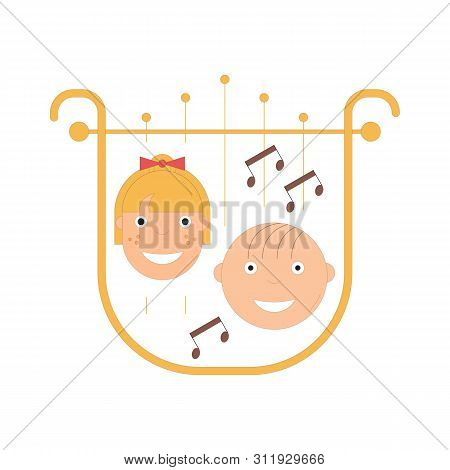 Kids Music Festival Emblem On White Background. Vector Illustration.