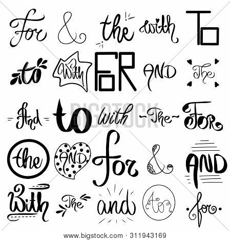Vector Sketched Ampersands And Catchwords. Decorative Calligraphic Detailes. Big Collection Of Black