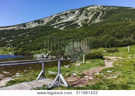 Wooden Bridge Near Bezbog Lake In Pirin Mountain, Bulgaria