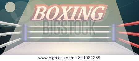 Boxing Ring Concept Banner. Cartoon Illustration Of Boxing Ring Concept Banner For Web Design
