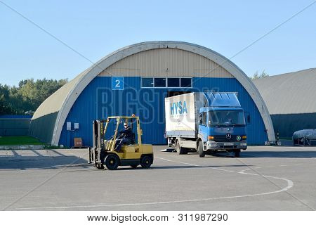 Kaliningrad, Russia - September 16, 2014: The Truck And Auto-loader In The Territory Of A Modern War