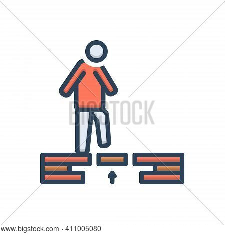 Color Illustration Icon For Support Recourse Anchor Boost Mainstay Endorsement Walk Person Pedestria