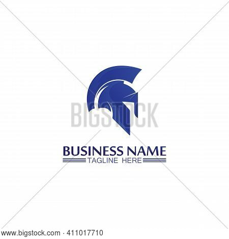 Spartan Helmet Logo And Gladiator, Power, Vintage, Sword, Safety, Legendary Logo And Vector Of Soldi
