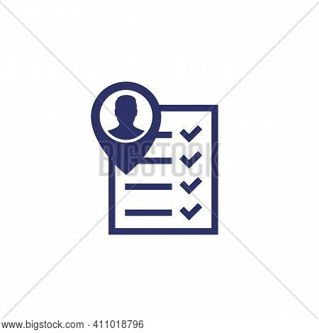Qualification Icon, Man And Checklist On White