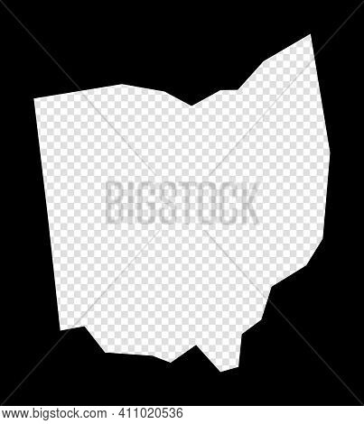Stencil Map Of Ohio. Simple And Minimal Transparent Map Of Ohio. Black Rectangle With Cut Shape Of T
