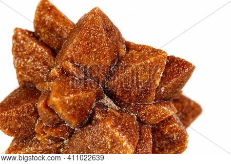 Macro Mineral Stone Ikaite On A White Background