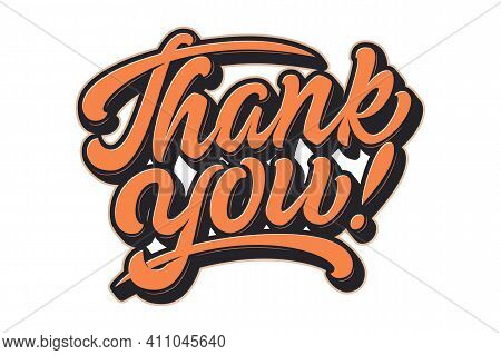Vector Hand Drawn Lettering Thank You With Soft Shadow And Emboss. Elegant Modern Handwritten Callig