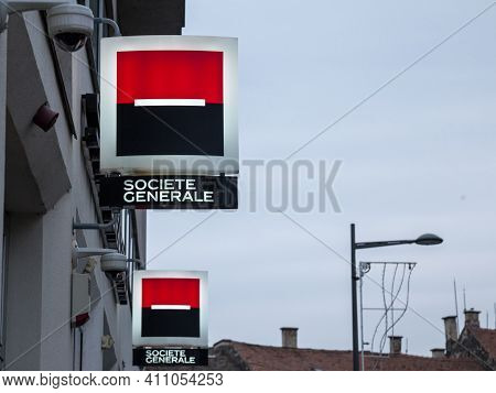 Novi Sad, Serbia - March 11, 2017: Logo Of Societe Generale On One Of Their Branches (also Called So