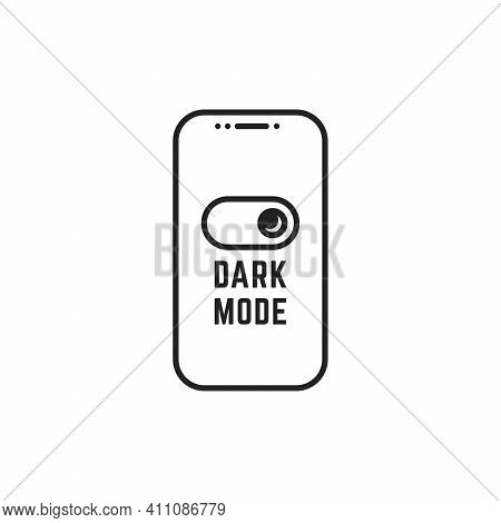 Darkmode Switch In Linear Smartphone. Concept Of Gadget Interface Switch To Dark Or Night Mode And U