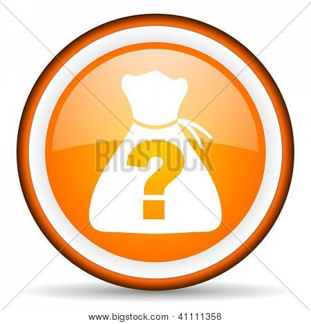 Orange glänzend Web Kreissymbol mit Piktogramm auf weißem Hintergrund