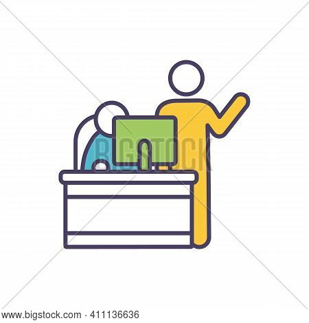 Mentor And Mentee In Workplace Rgb Color Icon. Career Development. Mentoring, Coaching. Providing Gu