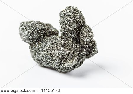 Macro Mineral Stone Chlorite In Quartz On A White Background Close Up