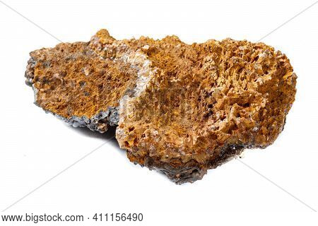 Macro Mineral Hematite Stone On A White Background Close-up