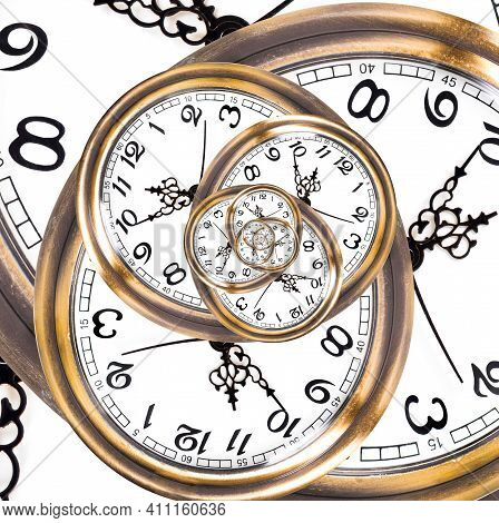 Abstract Background Made Of Watch Faces Repetitions. Deadline Stress And Time Shortage Concept.