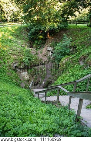 Karves Ola (cow's Cave), Karst Sinkhole In Birzai Regional Park, Lithuania