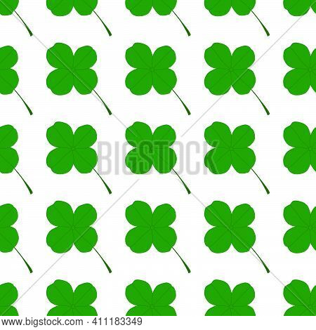Illustration On Theme Irish Holiday St Patrick Day, Seamless Green Shamrock Clover. Pattern St Patri