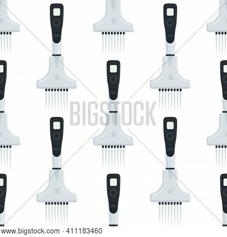 Abstract Seamless Medical Pipette, Dropper For Laboratory On White Background. Pattern Dropper Consi