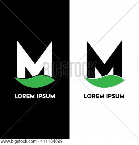 M With Leaf Minimal And Unique Logo Vector For Your Presentation, Health Related Brand And For Your 
