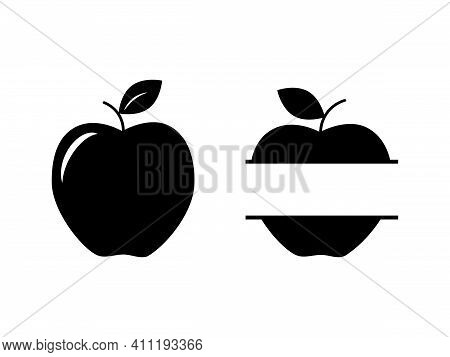 Set Of Apple Frames Isolated On A White Background. Vector Stock Illustration For Banner Or Poster