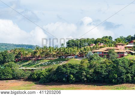 Capitólio - Mg, Brazil - December 09, 2020: Balneary Of The Lake Hotel, Balneário Do Lago Hotel In P