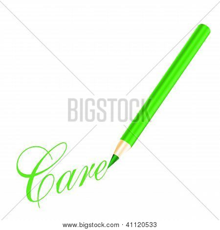 Green Pencil And Care Letter