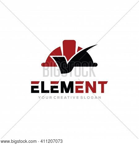 Element Logo Vector, Construct Logo Vector Template. Helmet Construction And Check Design Concept Fo