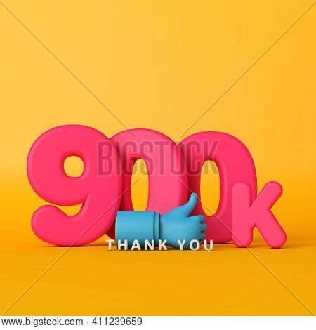 Thank You 900 Thousand Followers. Social Media Banner. 3d Rendering