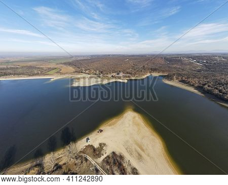 Aerial Panorama Of The Forty Springs Reservoir Near Town Of Asenovgrad, Plovdiv Region, Bulgaria