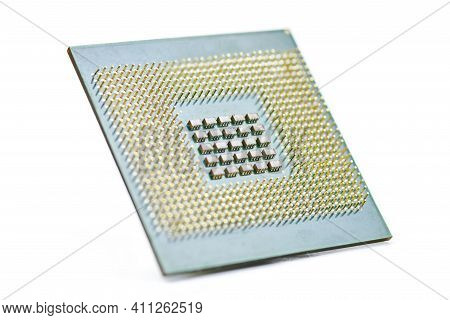 Cpu, Central Processor Unit, Isolated Background. Main Electronic Circuitry For Computer. Shallow Do