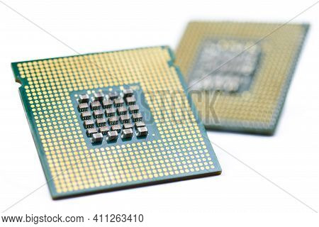 Cpu, Central Processor Unit, Isolated Background. Bunch Of Main Electronic Circuitry For Computers. 