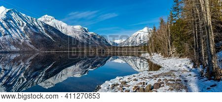 Gnp From Lake Mcdonald Lodge On A Clear March Afternoon.