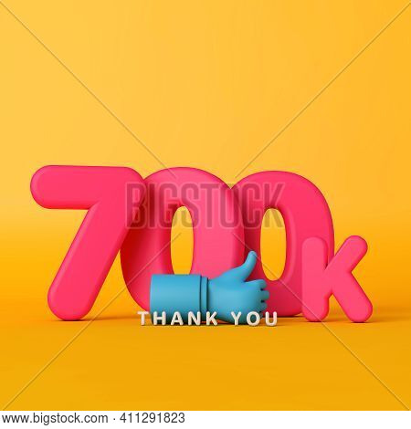 Thank You 700 Thousand Followers. Social Media Banner. 3d Rendering