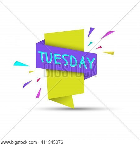 Tuesday. Colored Banner With The Name Of The Day Of The Week. Stock Vector Illustration