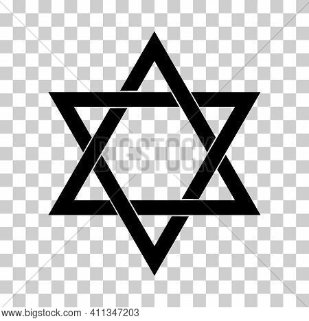 David Star Icon, Israel Symbol Of Religion Judaism. Hexagram Jerusalem Symbol. Biblical Flat Seal .