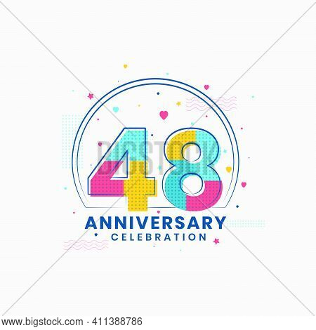 48 Anniversary Celebration, Modern 48th Anniversary Design Vector Illustrator