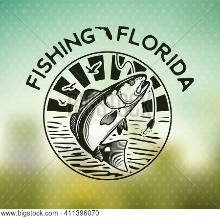 Vintage Red Drum Fish Emblems. Sciaenops Ocellatus Labels. Vector Illustration.