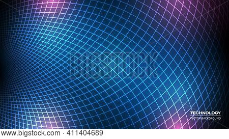 Artificial Intelligence Tech Background. Dark Blue And Purple Digital Concept Texture. Design Elegan