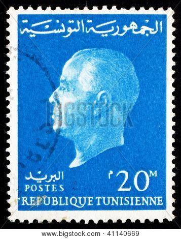 TUNISIA - CIRCA 1962: a stamp printed in Tunisia shows Habib Bourguiba, 1st President of the Republic of Tunisia, circa 1962