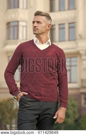 Confident Manager. Handsome Man. Suitable In Current Circumstances. Masculinity Concept. Daily Outfi