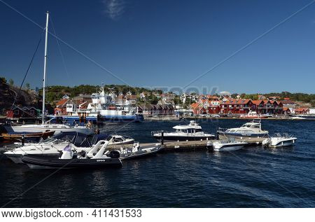 Marina of the Norwegian fishing town Hvaler . June 19,2018. Hvaler,Norway